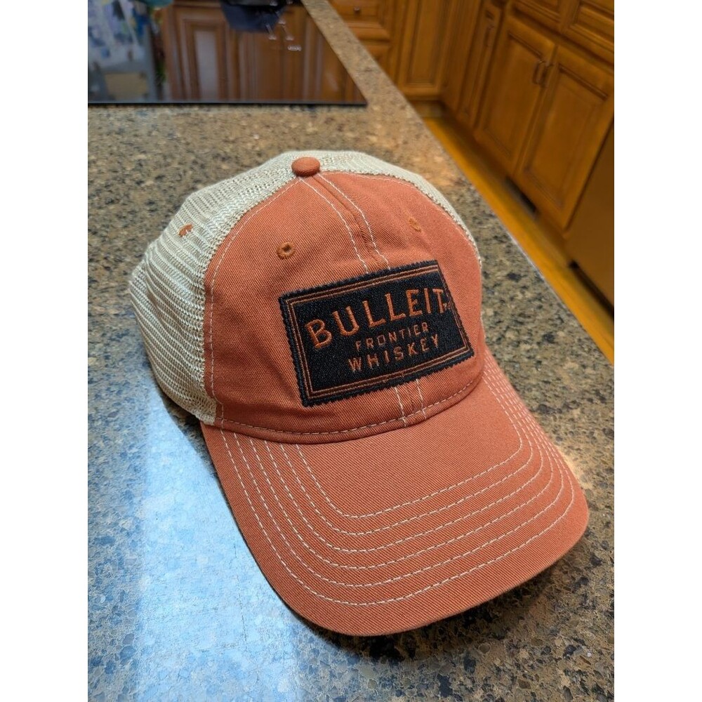 Bulleit Frontier Whiskey Trucker Hat Rust Orange Mesh Snapback Distilling Co Cap